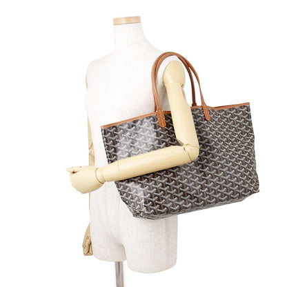 Goyard Tote Bag Saint Louis PM Leather Black Herringbone — view 4