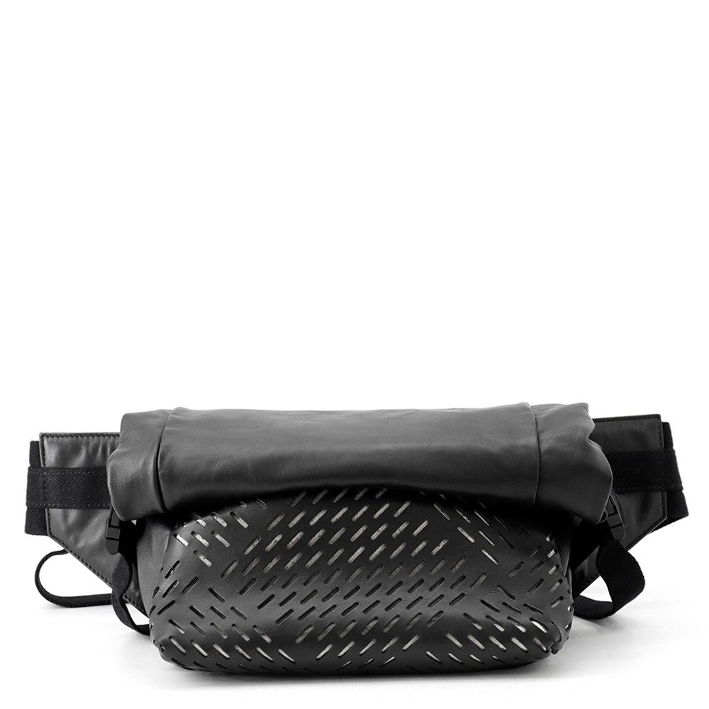 Bottega Veneta Belt Bag Perforated Crossbody Leather Black