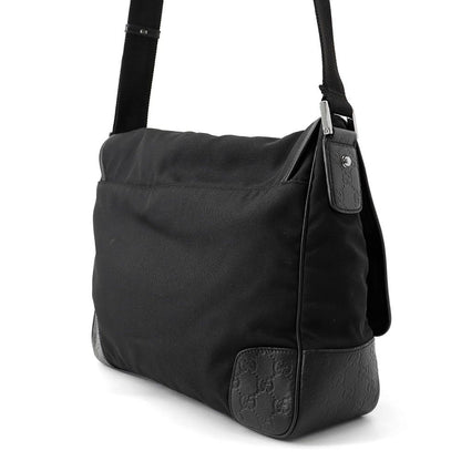 Gucci Shoulder Bag GG Embossed Nylon Leather Black — view 2