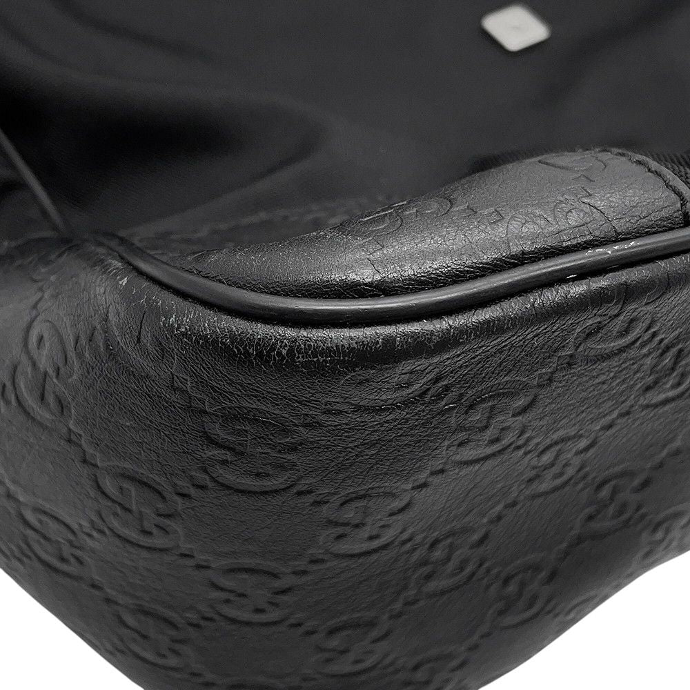 Gucci Shoulder Bag GG Embossed Nylon Leather Black — view 7