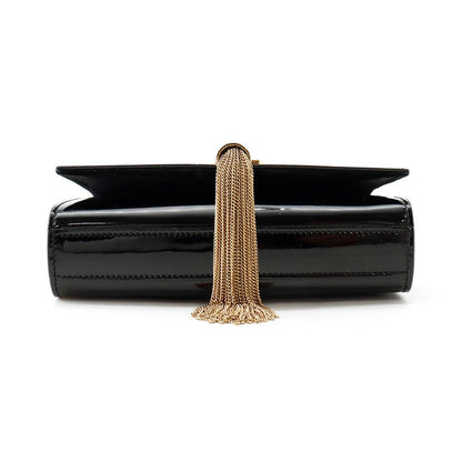 Saint Laurent Paris Chain Shoulder Bag Kate Monogram Patent Black — view 3