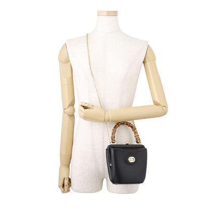 Gucci Bamboo Leather 2-Way Chain Shoulder Bag Black — view 5