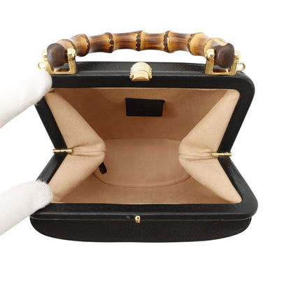 Gucci Bamboo Leather 2-Way Chain Shoulder Bag Black — view 6