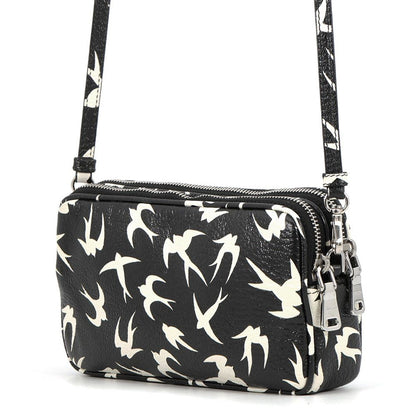 Miu Miu Shoulder Bag Swallow Print Leather Black — view 2