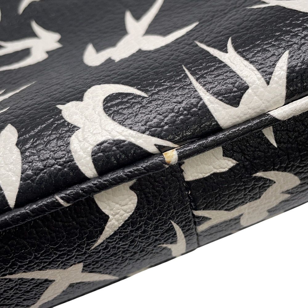 Miu Miu Shoulder Bag Swallow Print Leather Black — view 7