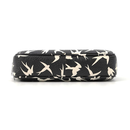 Miu Miu Shoulder Bag Swallow Print Leather Black — view 3