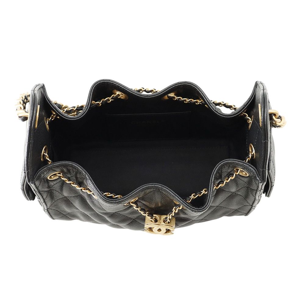 Chanel Chain Shoulder Bag 25 Mini CC Logo Caviar Leather Black — view 5