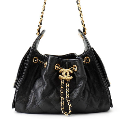 Chanel Chain Shoulder Bag 25 Mini CC Logo Caviar Leather Black
