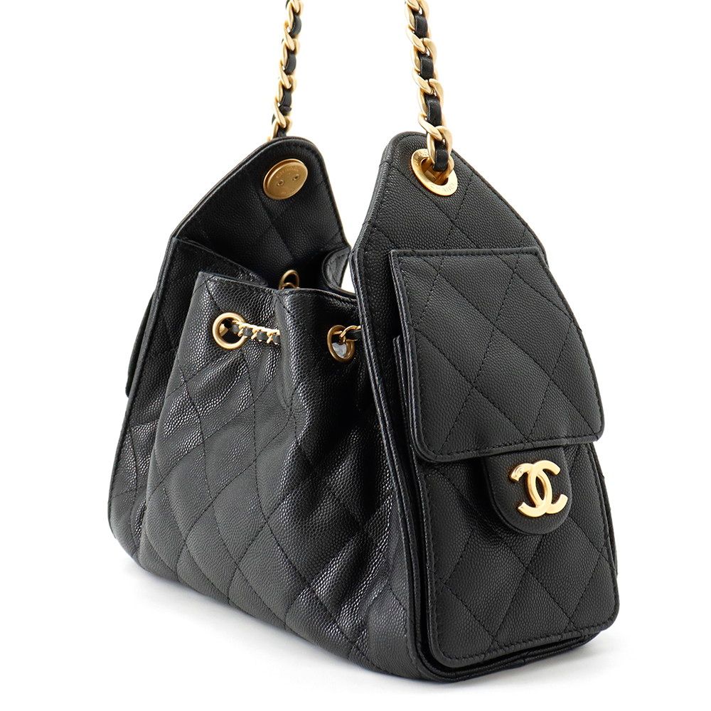 Chanel Chain Shoulder Bag 25 Mini CC Logo Caviar Leather Black — view 2