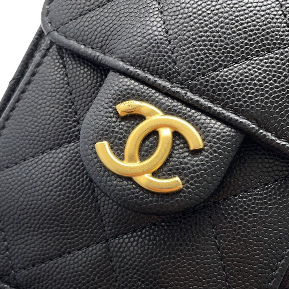 Chanel Chain Shoulder Bag 25 Mini CC Logo Caviar Leather Black — view 6