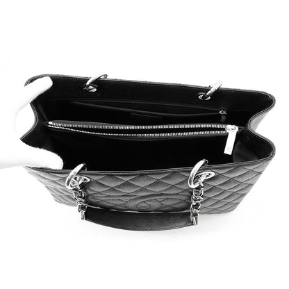 Chanel Chain Tote Bag CC Logo Quilted Grand Shopping GST Caviar Leather Shoulder — view 5