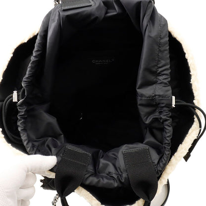 Chanel Tote Coco Neige Quilted CC Logo Fleece Drawstring Shearling Nylon 2-Way — view 6
