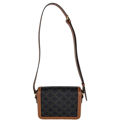 Celine Shoulder Bag Teen Triomphe Crossbody Leather Brown Gold — view 2