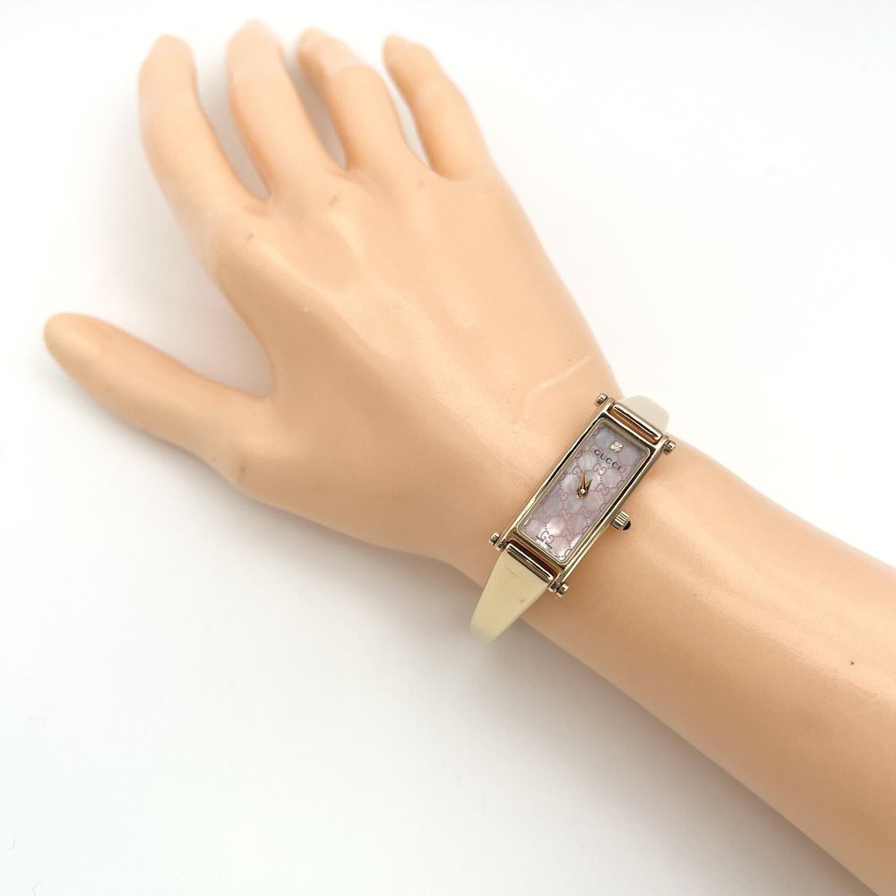 Gucci Watch GG Diamond Pink Shell Dial Quartz Stainless Steel Gold — view 4