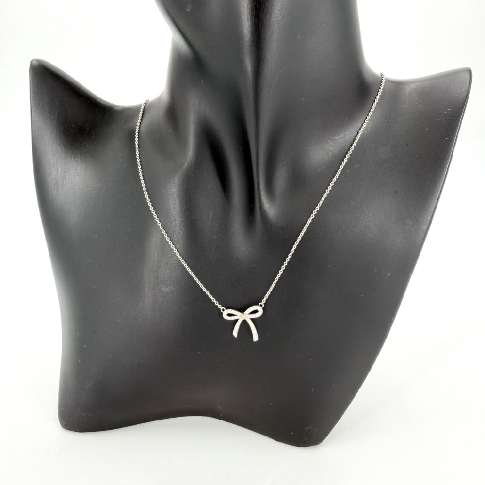 Tiffany & Co Necklace Bow Ribbon Platinum 18k Yellow Gold Diamond — view 3