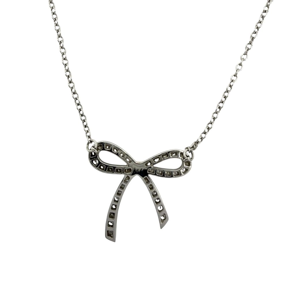 Tiffany & Co Necklace Bow Ribbon Platinum 18k Yellow Gold Diamond — view 2