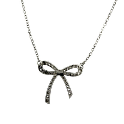 Tiffany & Co Necklace Bow Ribbon Platinum 18k Yellow Gold Diamond — view 2