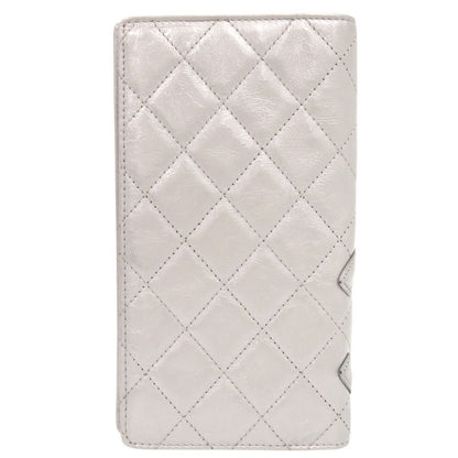 Chanel CC Logo Cambon Line Leather Silver Wallet — view 3
