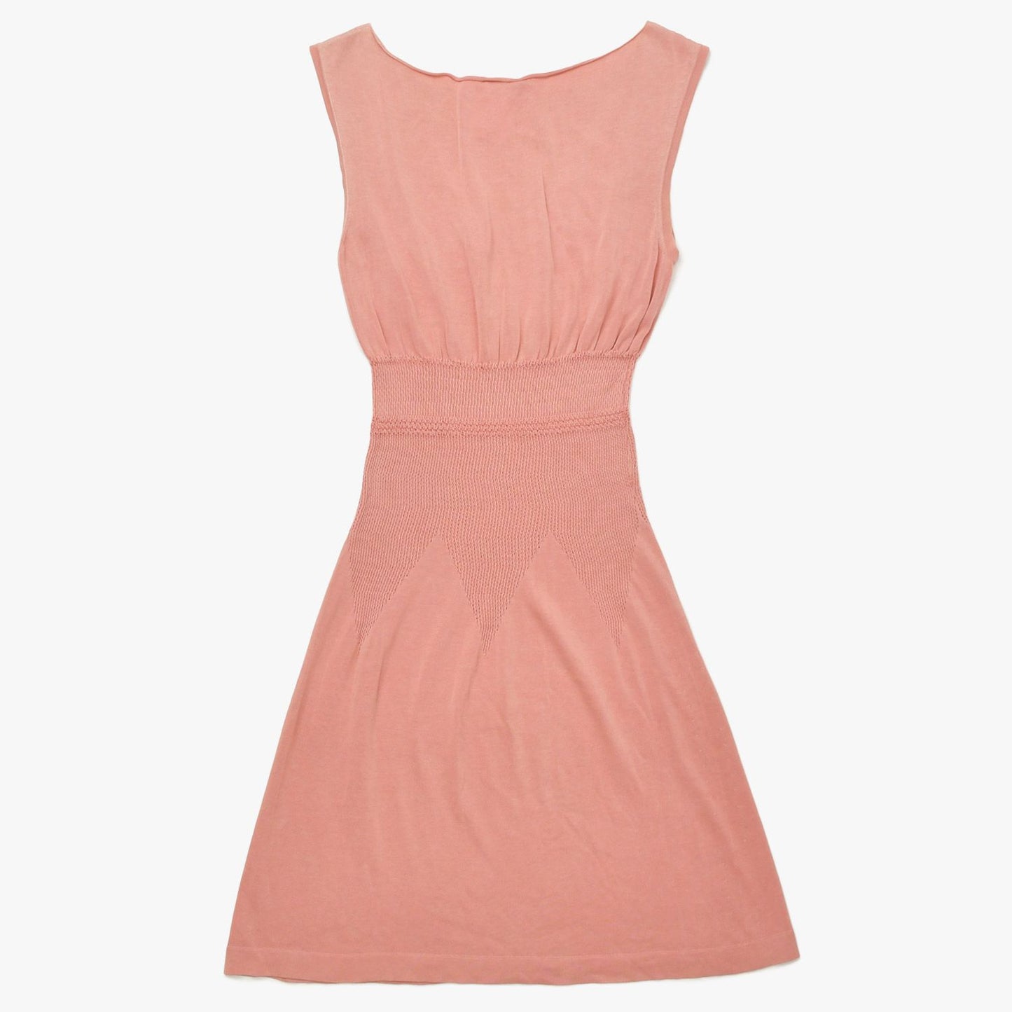 Chanel CC Logo Plate Contrast Knit Sleeveless Dress Salmon Pink Silver — view 2