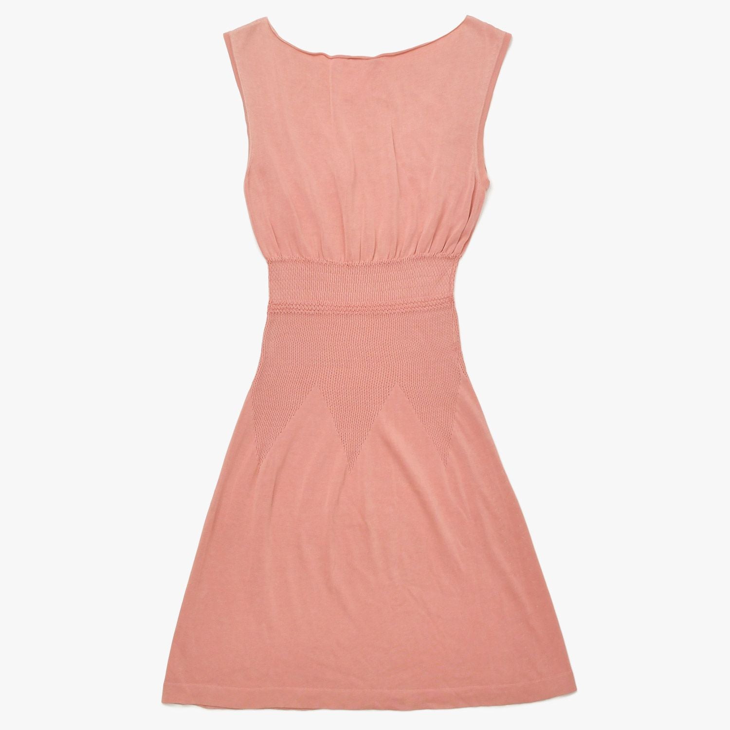 Chanel CC Logo Plate Contrast Knit Sleeveless Dress Salmon Pink Silver — view 2