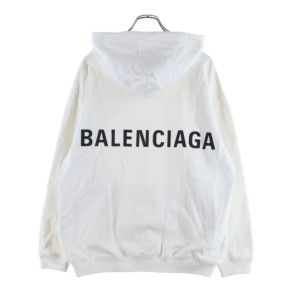 Balenciaga Back Logo Hoodie Print Pullover White