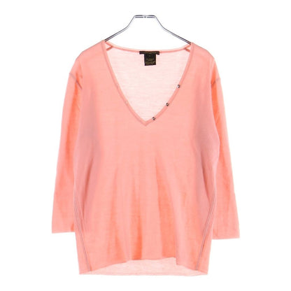 Louis Vuitton V-neck Cashmere Knit Sweater 3/4 Length Pink