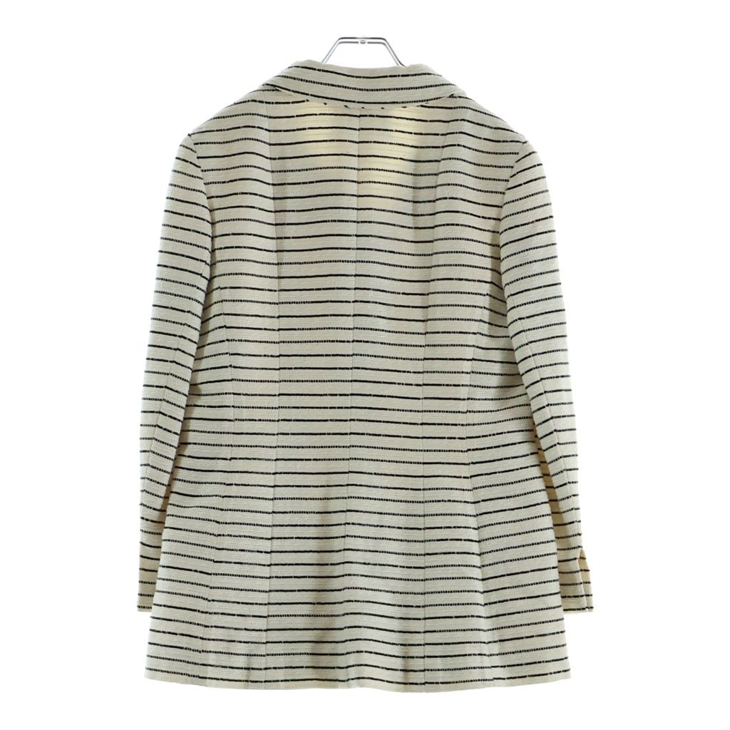 Chanel 01c Cambon Tweed Jacket Sequin Coat Camellia Stripe Ivory Black — view 2