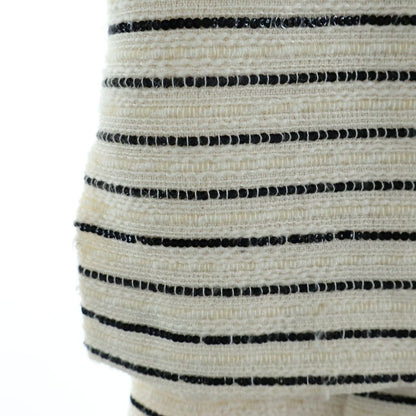 Chanel 01c Cambon Tweed Jacket Sequin Coat Camellia Stripe Ivory Black — view 5