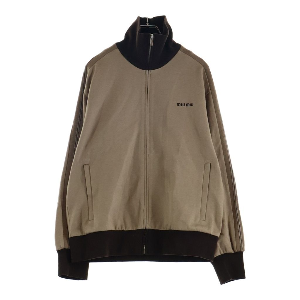 Miu Miu Logo Jersey Sweatshirt Shirt Turtleneck Hoodie Cotton Wool Brown Beige