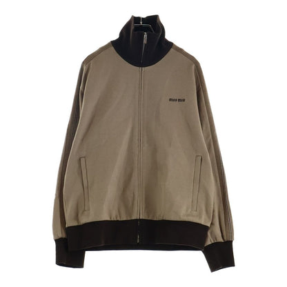 Miu Miu Logo Jersey Sweatshirt Shirt Turtleneck Hoodie Cotton Wool Brown Beige