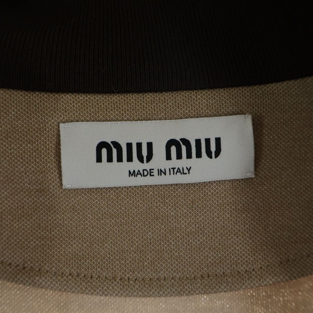 Miu Miu Logo Jersey Sweatshirt Shirt Turtleneck Hoodie Cotton Wool Brown Beige — view 7