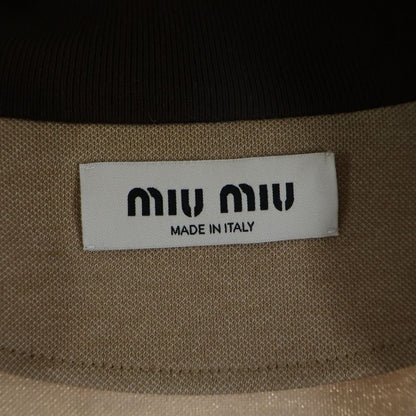 Miu Miu Logo Jersey Sweatshirt Shirt Turtleneck Hoodie Cotton Wool Brown Beige — view 7