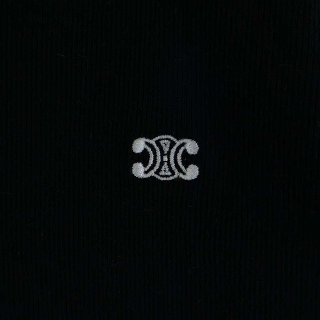 Celine Knit Long Sleeve Black Cotton Sweater — view 6