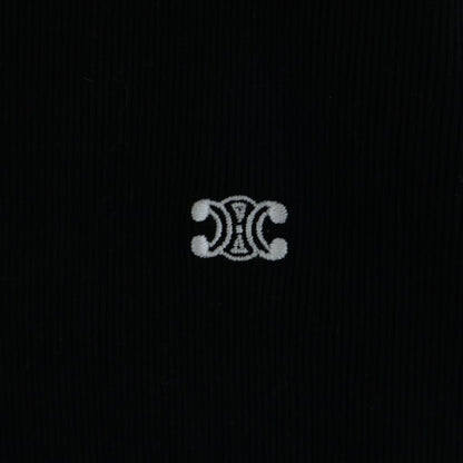 Celine Knit Long Sleeve Black Cotton Sweater — view 6