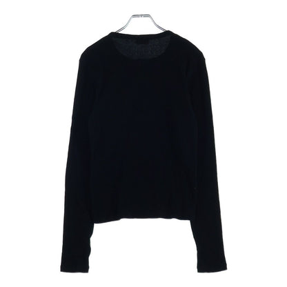 Celine Knit Long Sleeve Black Cotton Sweater — view 2