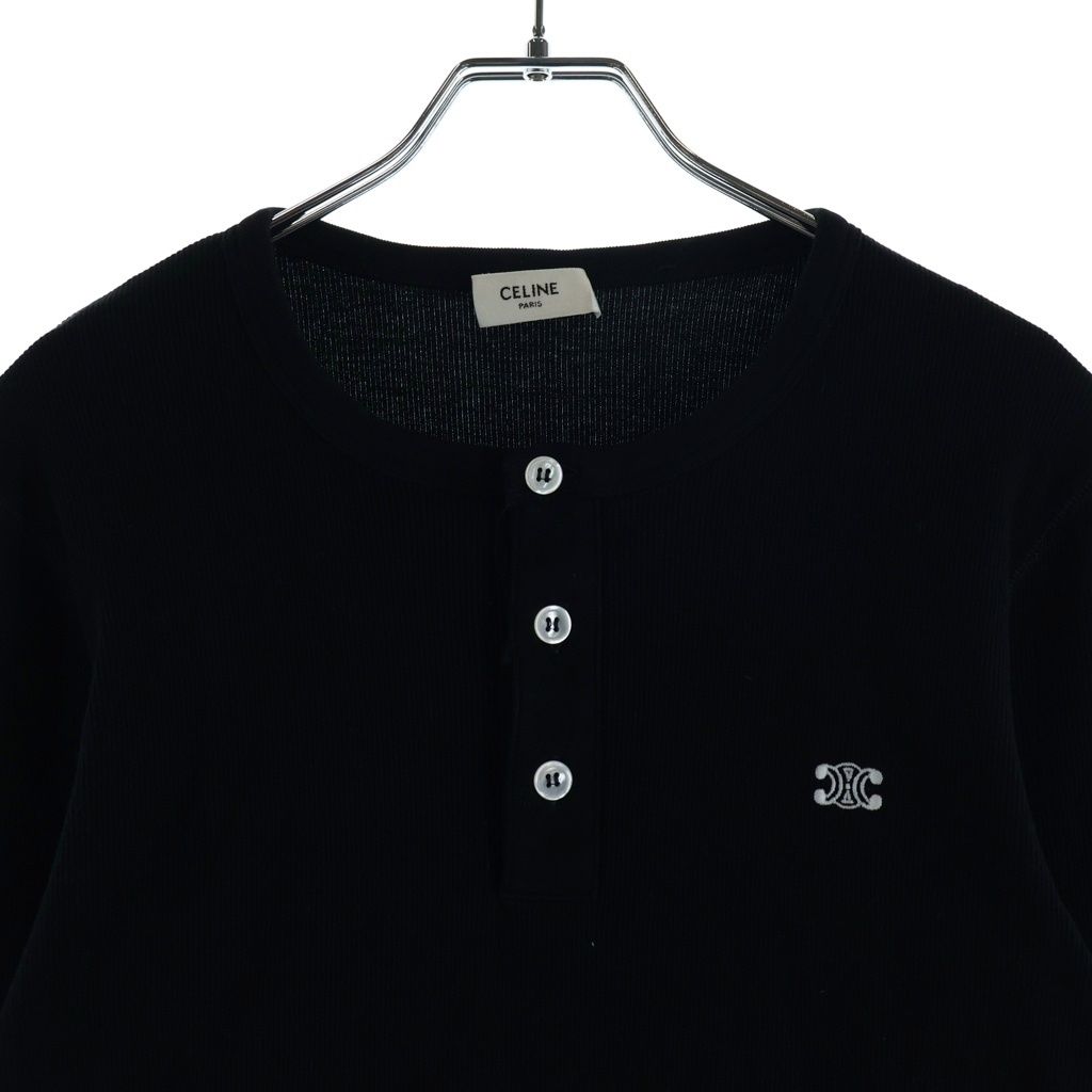 Celine Knit Long Sleeve Black Cotton Sweater — view 3
