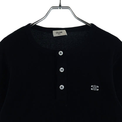 Celine Knit Long Sleeve Black Cotton Sweater — view 3
