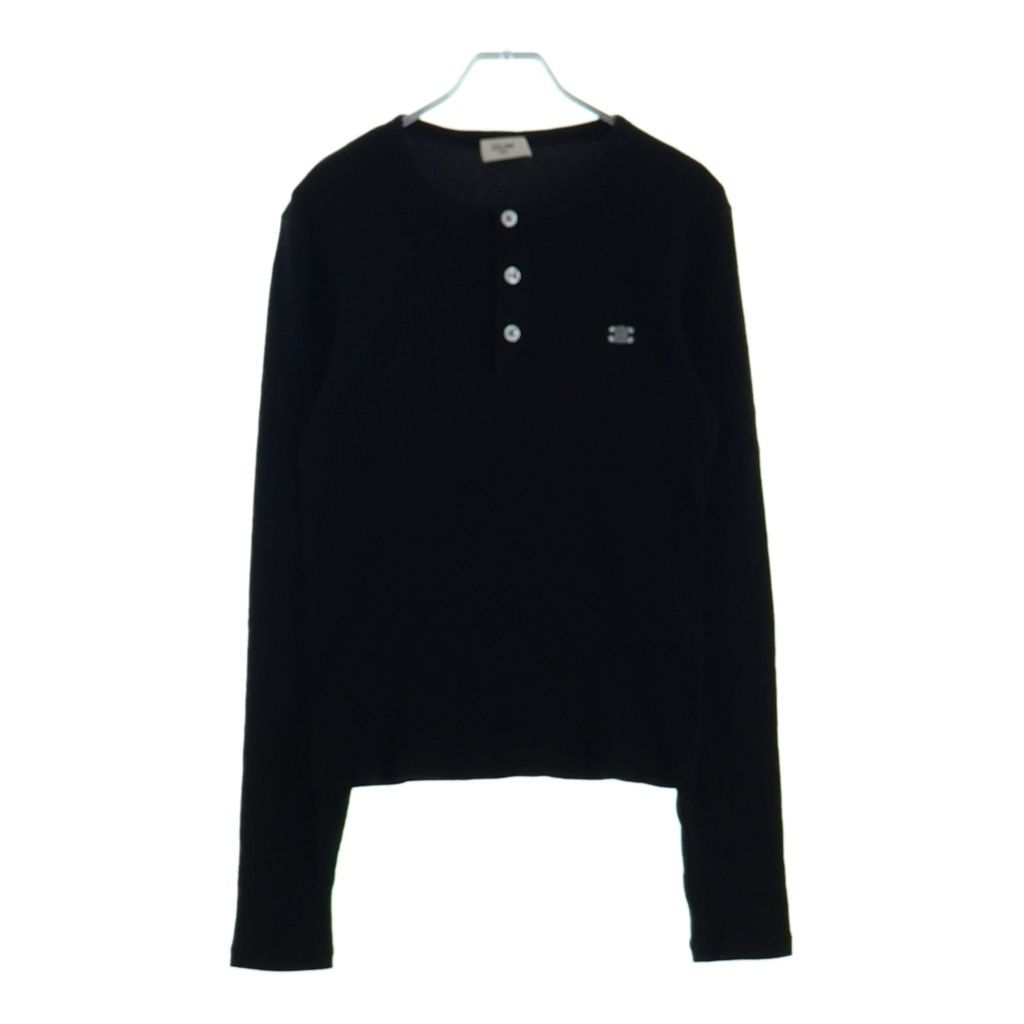 Celine Knit Long Sleeve Black Cotton Sweater