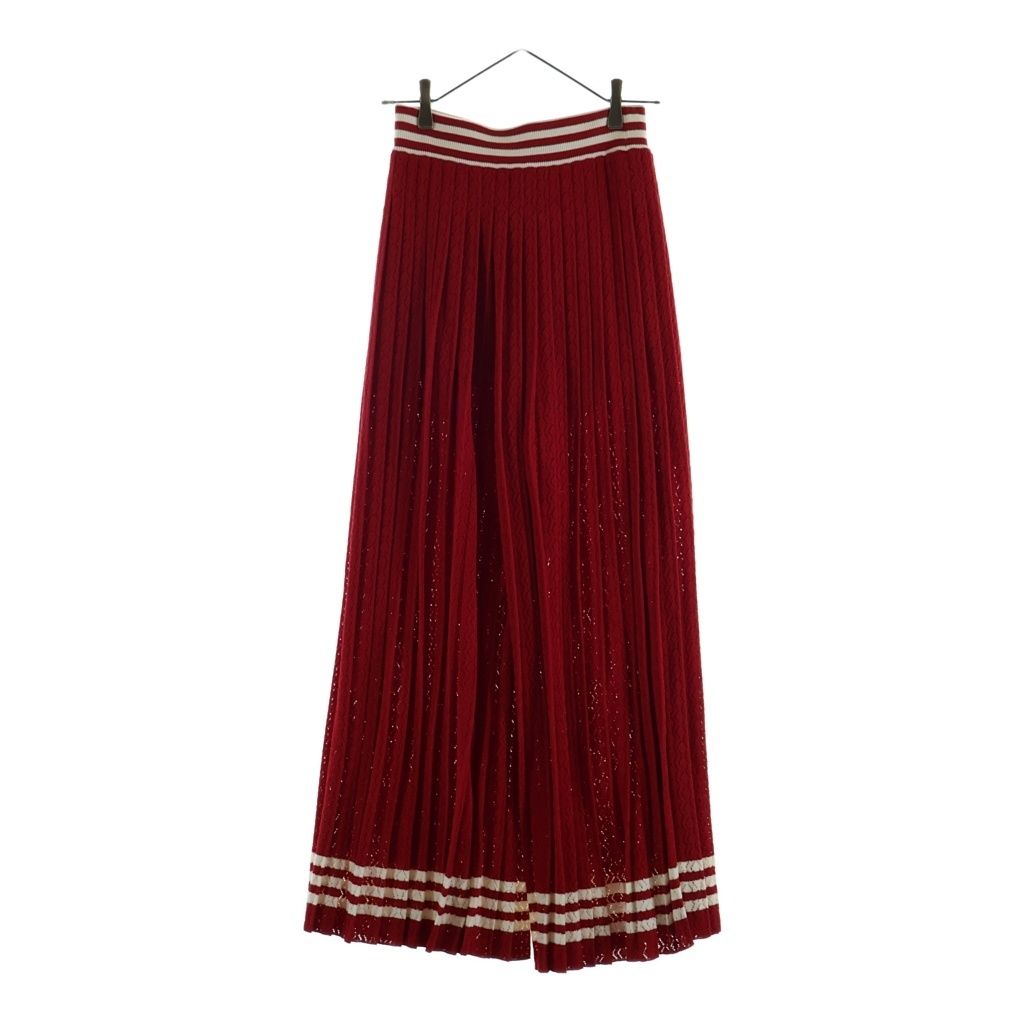 Gucci Adidas Collaboration Lace Pleated Wide Pants Red White Cotton — view 2