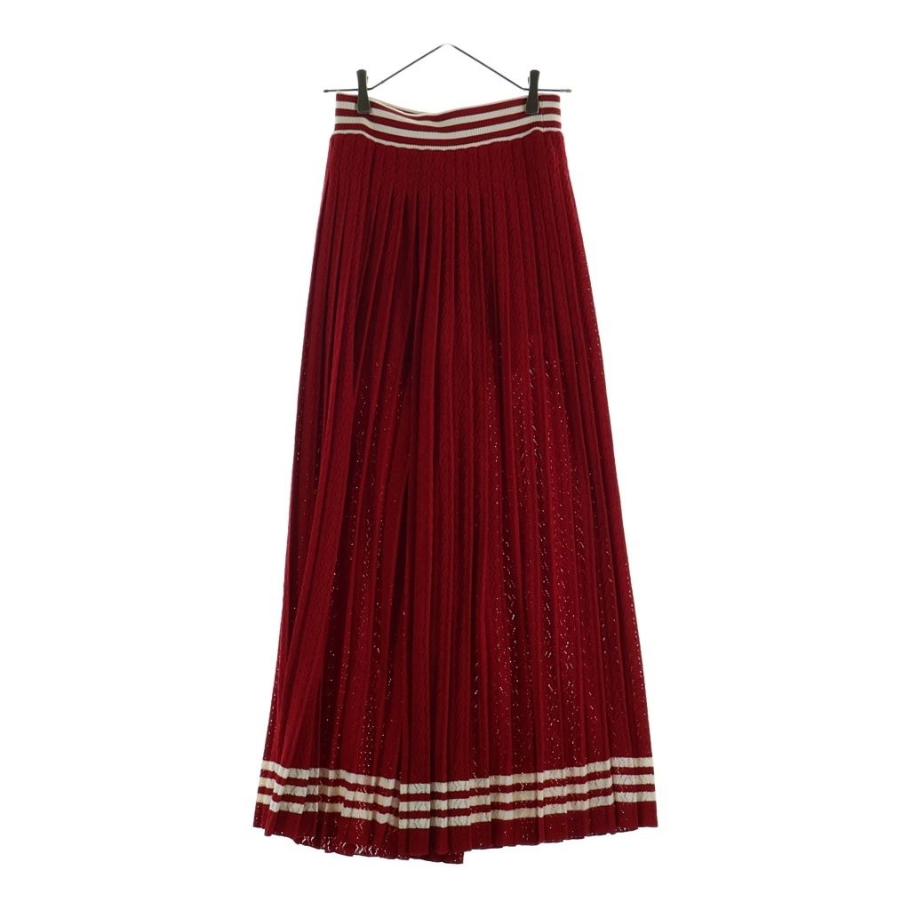 Gucci Adidas Collaboration Lace Pleated Wide Pants Red White Cotton