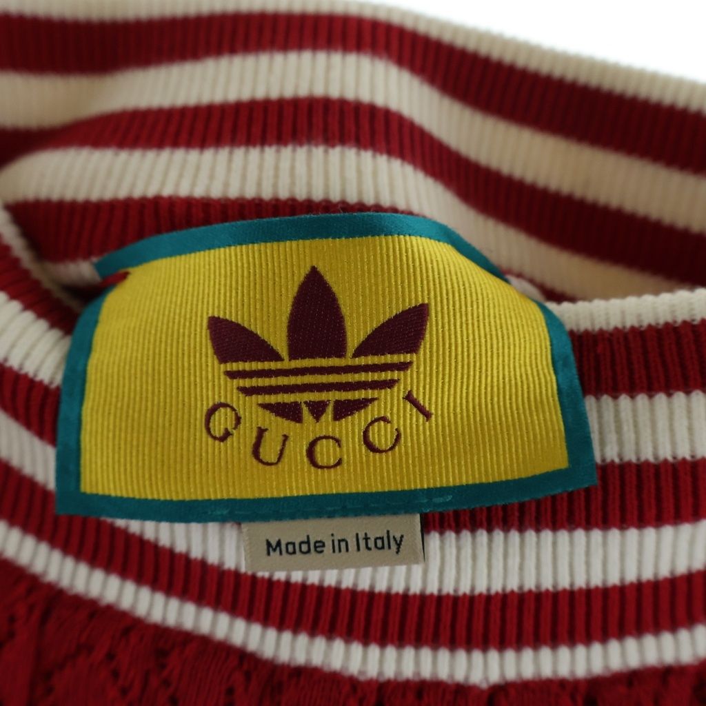 Gucci Adidas Collaboration Lace Pleated Wide Pants Red White Cotton — view 6