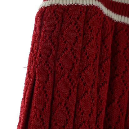 Gucci Adidas Collaboration Lace Pleated Wide Pants Red White Cotton — view 5
