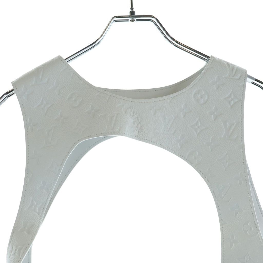 Louis Vuitton Monogram Embossed Gray Leather Cutaway Vest White — view 3