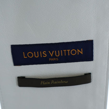 Louis Vuitton Monogram Embossed Gray Leather Cutaway Vest White — view 7