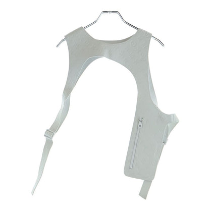Louis Vuitton Monogram Embossed Gray Leather Cutaway Vest White