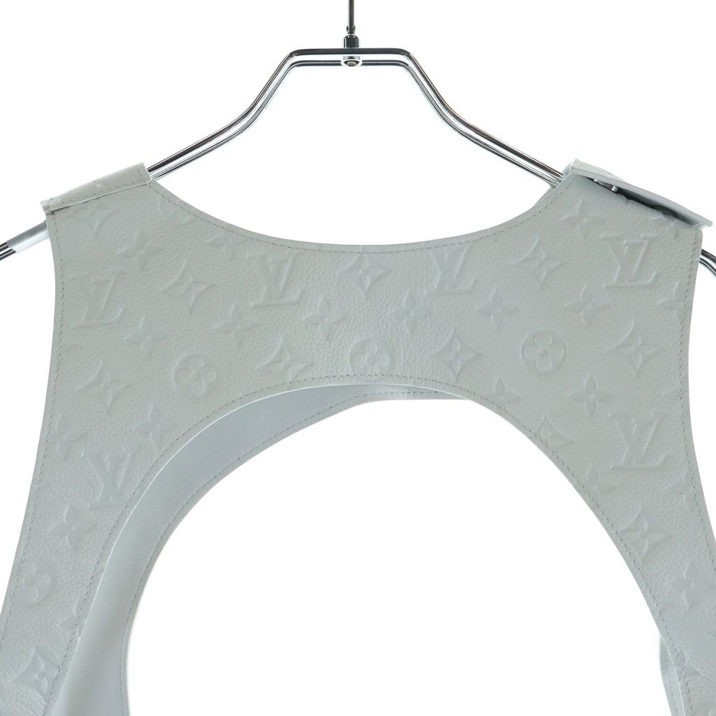Louis Vuitton Monogram Embossed Gray Leather Cutaway Vest White — view 4