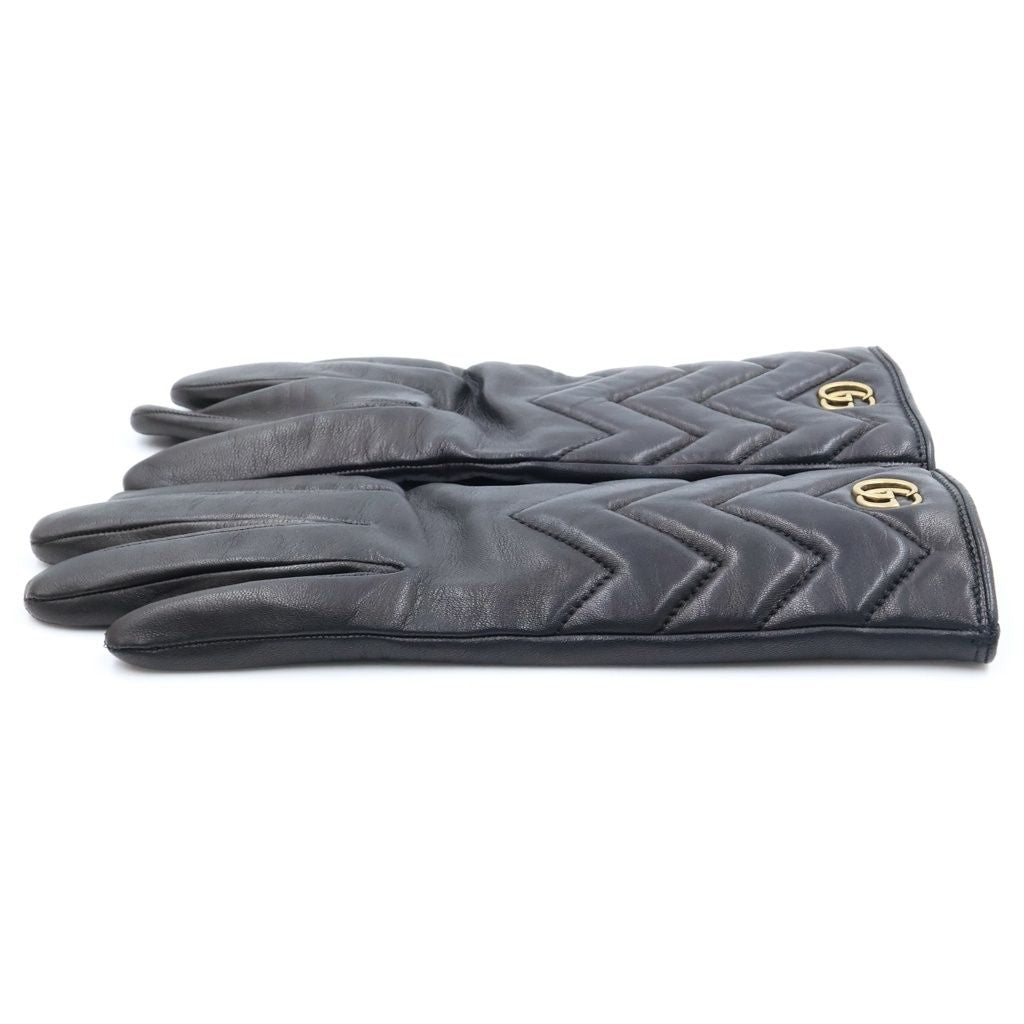 Gucci GG Marmont Lambskin Leather Lining Gloves Black — view 3
