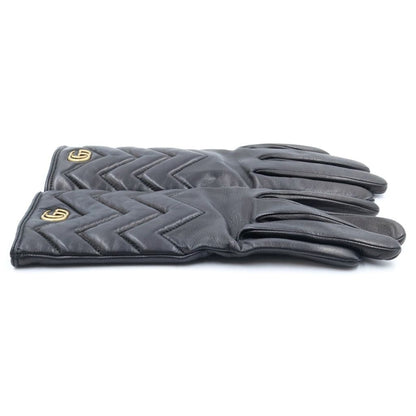 Gucci GG Marmont Lambskin Leather Lining Gloves Black — view 4