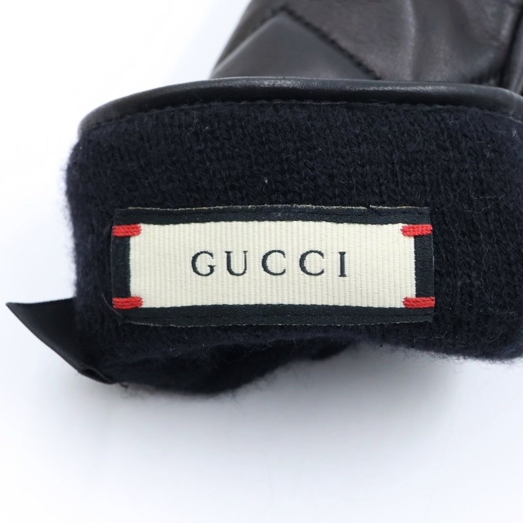 Gucci GG Marmont Lambskin Leather Lining Gloves Black — view 5