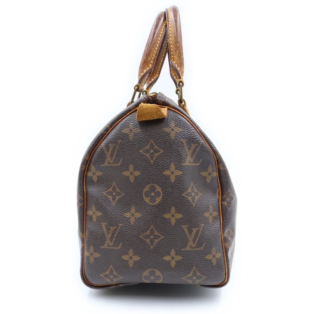 Louis Vuitton Monogram Speedy 25 Mini Boston Bag Brown Leather — view 3